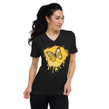 Load image into Gallery viewer, Butterfly - Golden Unisex Short Sleeve V-Neck

