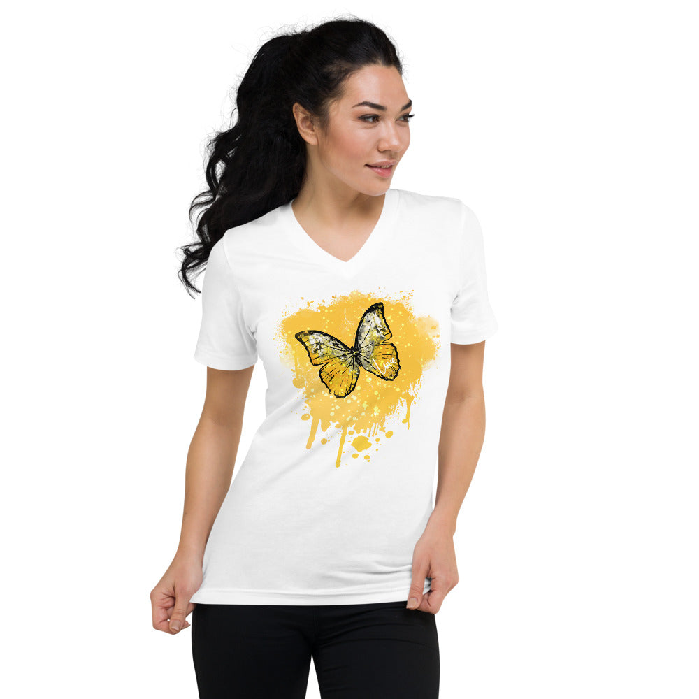 Butterfly - Golden Unisex Short Sleeve V-Neck